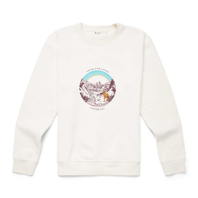 F23 W Traveling Llama Organic Crew Sweatshirt Bone F