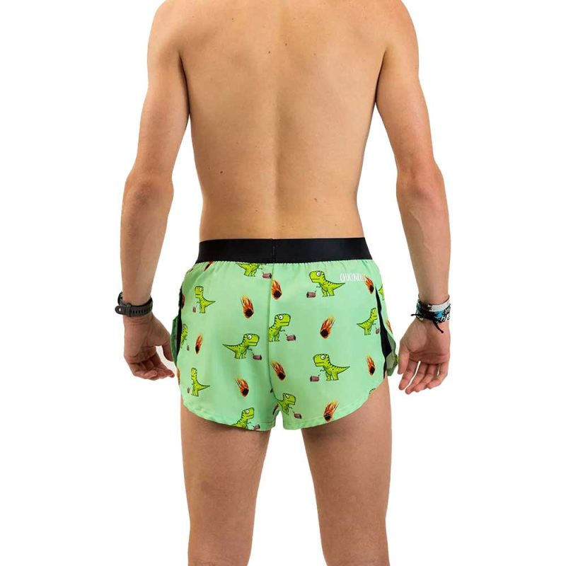 chicknlegs mens dino sore split running shorts back