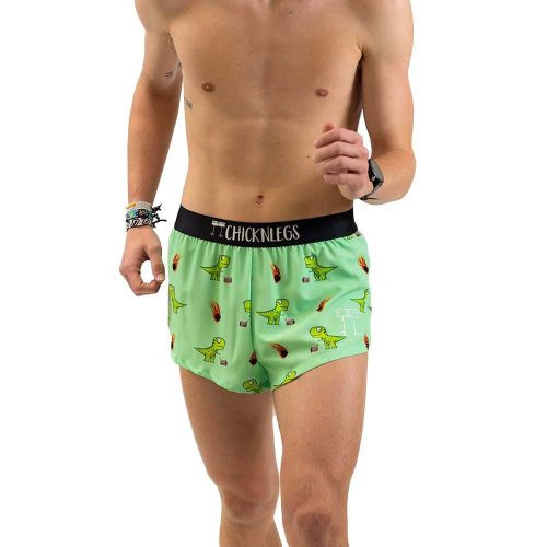 chicknlegs mens dino sore split running shorts front