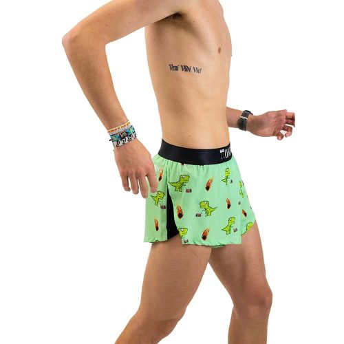 chicknlegs mens dino sore split running shorts right side