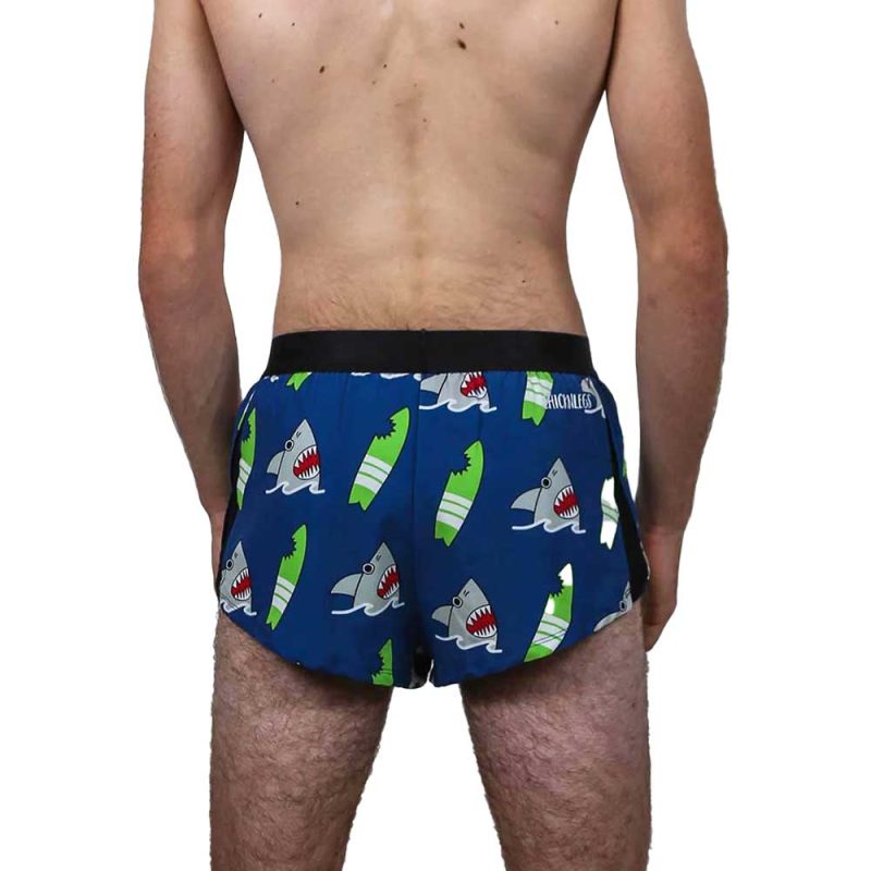 chicknlegs mens shark 2 inch split shorts back