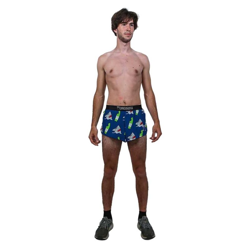 chicknlegs mens shark 2 inch split shorts front