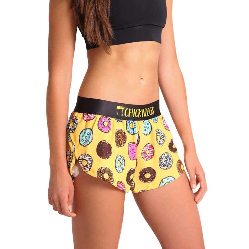 chicknlegs womens 1.5 inch donuts running shorts side view