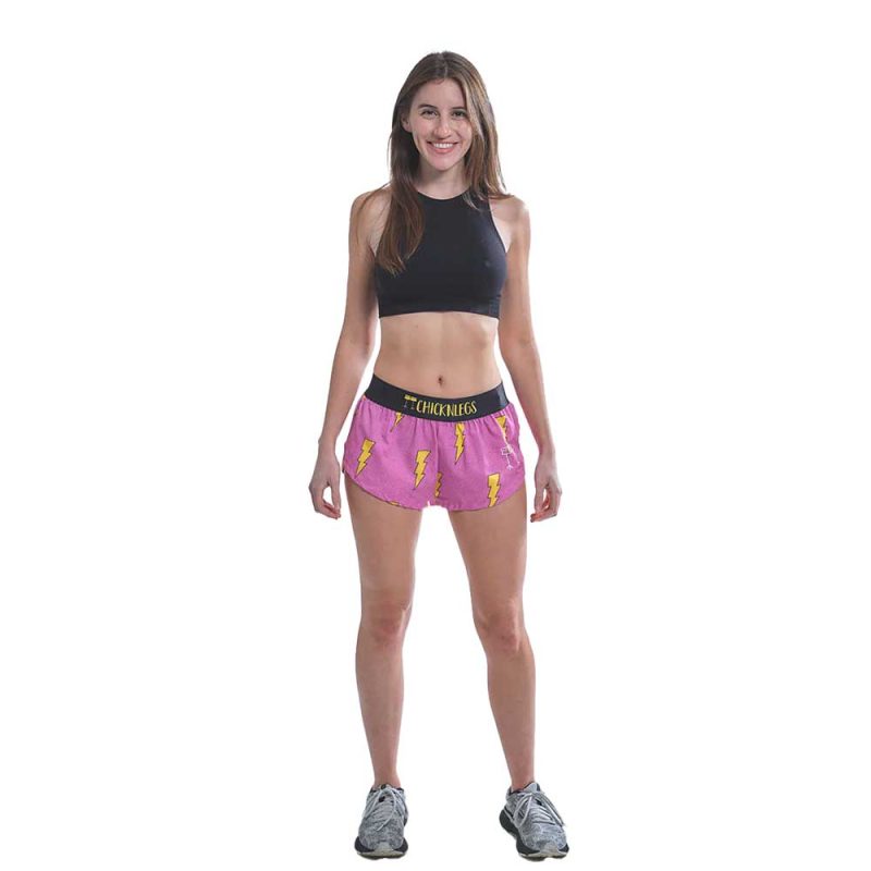 chicknlegs womens light pink bolts split running shorts full body 3dcdf88f 5dfa 445b 98b5 98cd1985342b