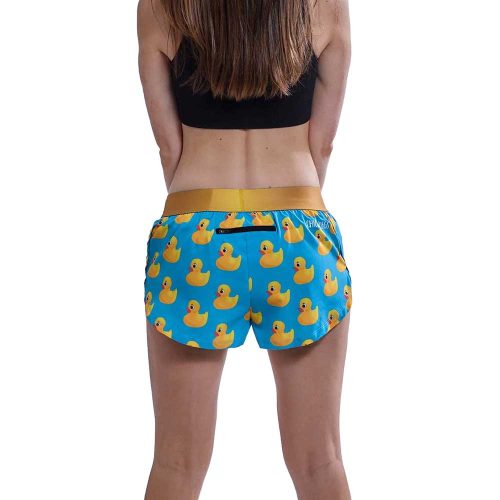 chicknlegs womens rubber ducky 1.5 inch split running shorts back