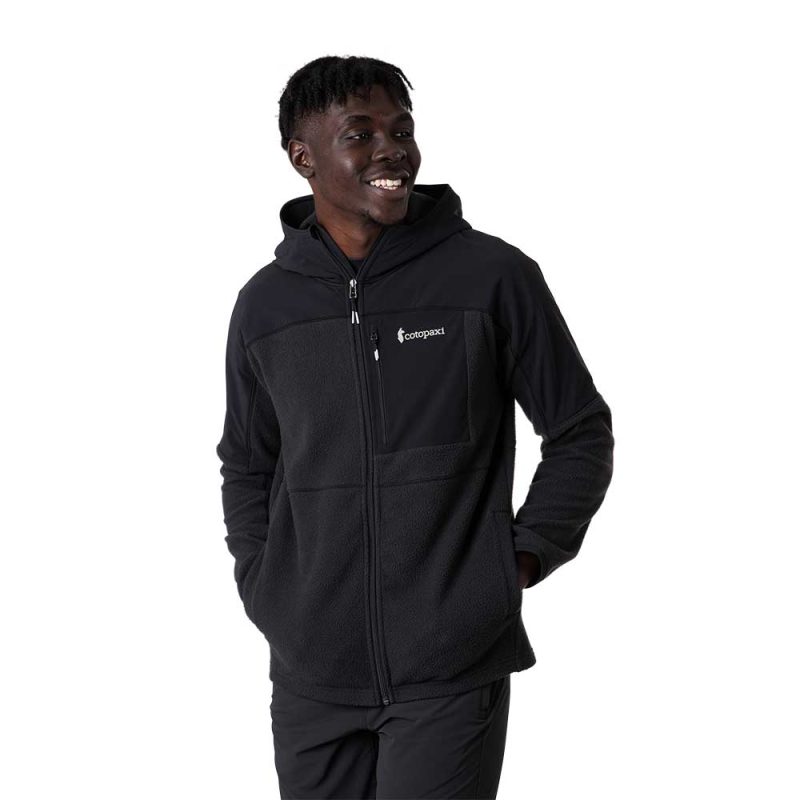 f21 m abrazo full zip fleece jacket black front