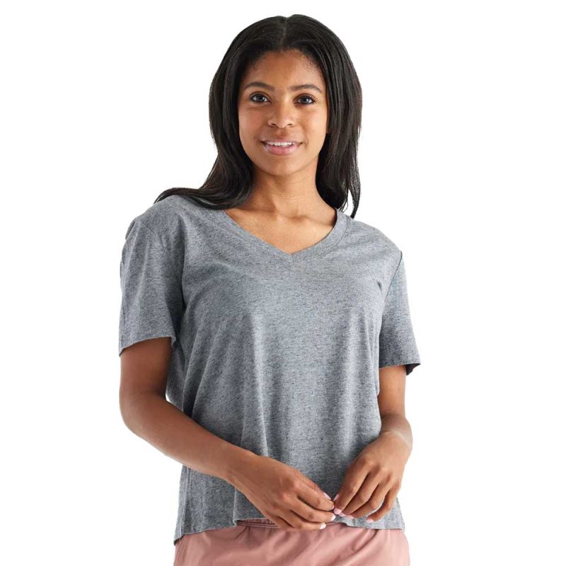 heritage vneck tee heather flint women 1