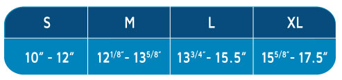 sizing chart knee pro tec 1